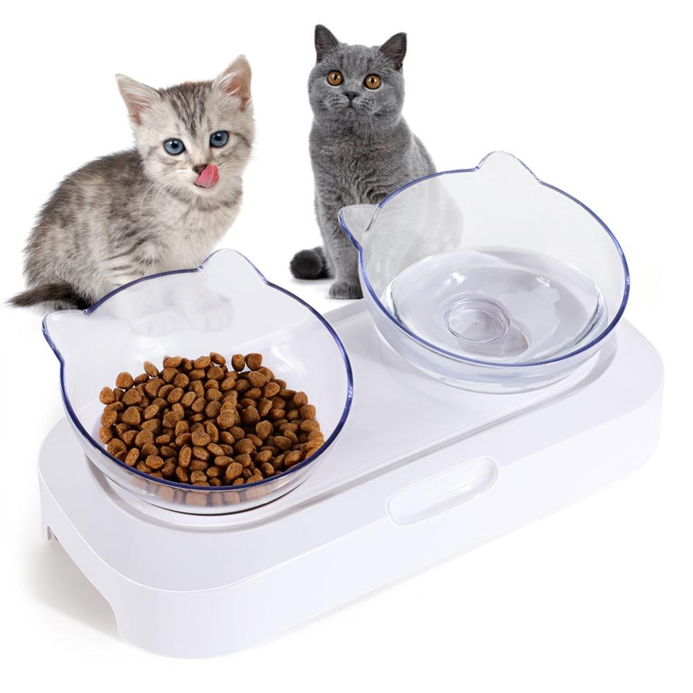 Transparent Elevated Cat Food Bowls 15 Degree Tilted Cat Ear Bowls Tilted Cat Bowls Home Use