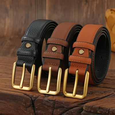 Women'S Alloy Leather Belt, Simple Temperament Belt, First Layer Cowhide Retro Pin Buckle Belt
