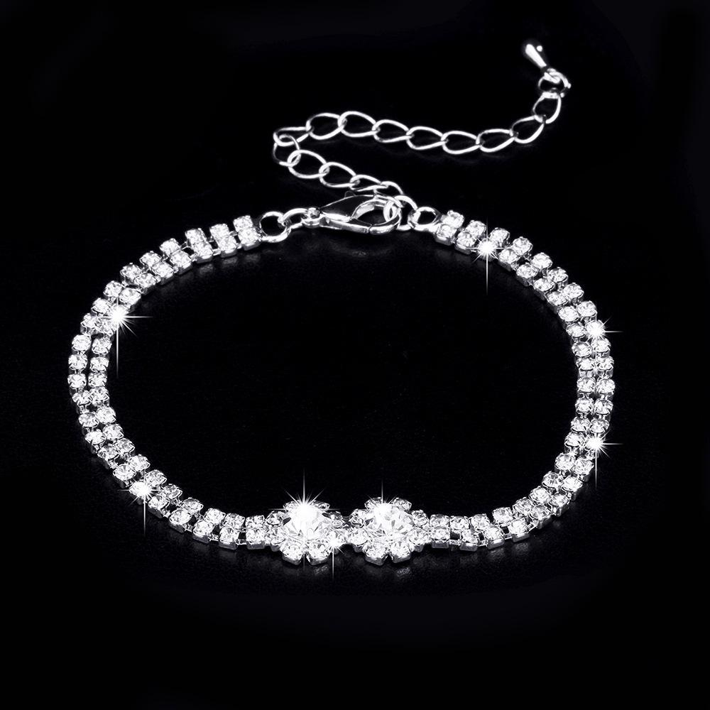 Elegant Rhinestone Zirconia Water Drop Jewelry Set: Necklace, Earrings, Bracelet & Ring for Brides