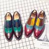 Luxury Brand Dress Men Casual Shoes Formal Shoes Men Bullock Business Office Club Color Block Pointed Oxford Shoes Men