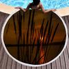 Wild Plant Fluttering Reed Round Beach Towel with Tassels,Polyester Beach Blanket,Soft Absorbent Quick Dry Pool Towel Picnic Mat