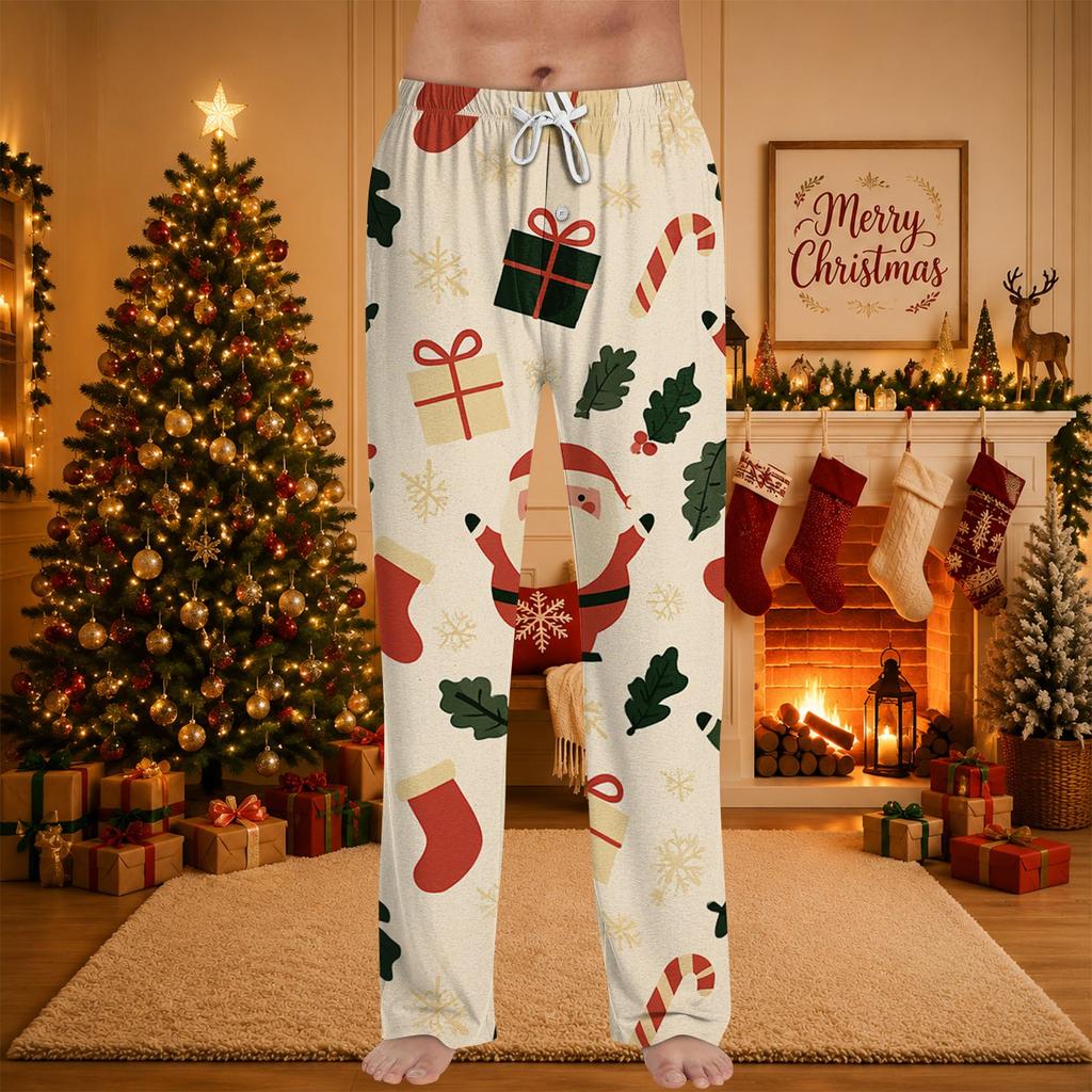 Men's Christmas Printed Pajama Pants for Casual Sleep