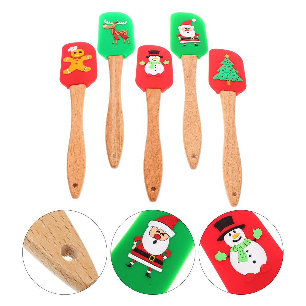 5 Pcs Premium Silicone Cream Scraper Baking Tools Multi Functional Pastry Spatula Kitchen Utensils Christmas Accessories