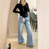Crease Large Size Wide-legged Jeans Women's Washed Loose Thin Draping High Waist Dragging Floor Straight Trousers Jeans for Women Long Denim Pants