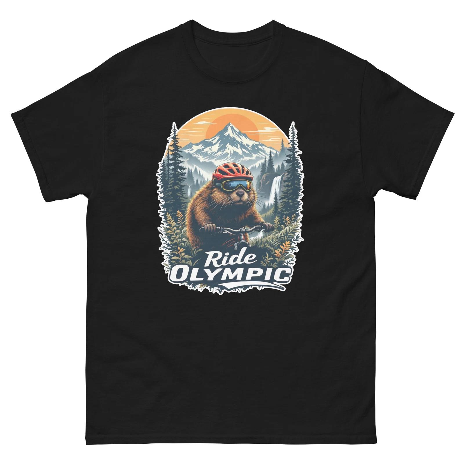 Ride Olympic Beaver Fun USA Bike Cycling Animal T-Shirt XL
