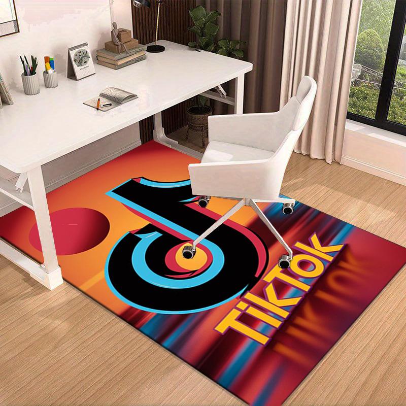Neon Tiktok Logo Art Area Rug for Office, Chair Rug, Decorative Carpet Livingroom Mat, Large Size Fan Gifts Christmas Gifts