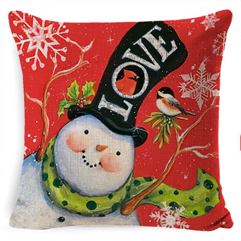 Pillow Cushion Cover Linen Santa Claus Pillow Cover Linen Material