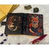 Forest Fox Leather Journal – Handmade Vintage Diary with Autumn Flowers & Deckle Edge Paper Antique Lock – Grimoire Journal – Book of Shadow