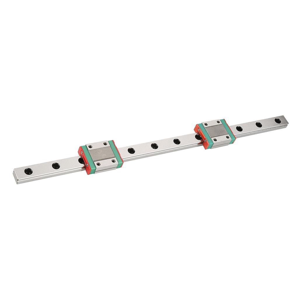 300 mm  12 Miniatyr Linjärskena  Skena med 12 mm Bredd, 2 st 12B Glidblock för Små Utrustningar,  Linjär Rörelse