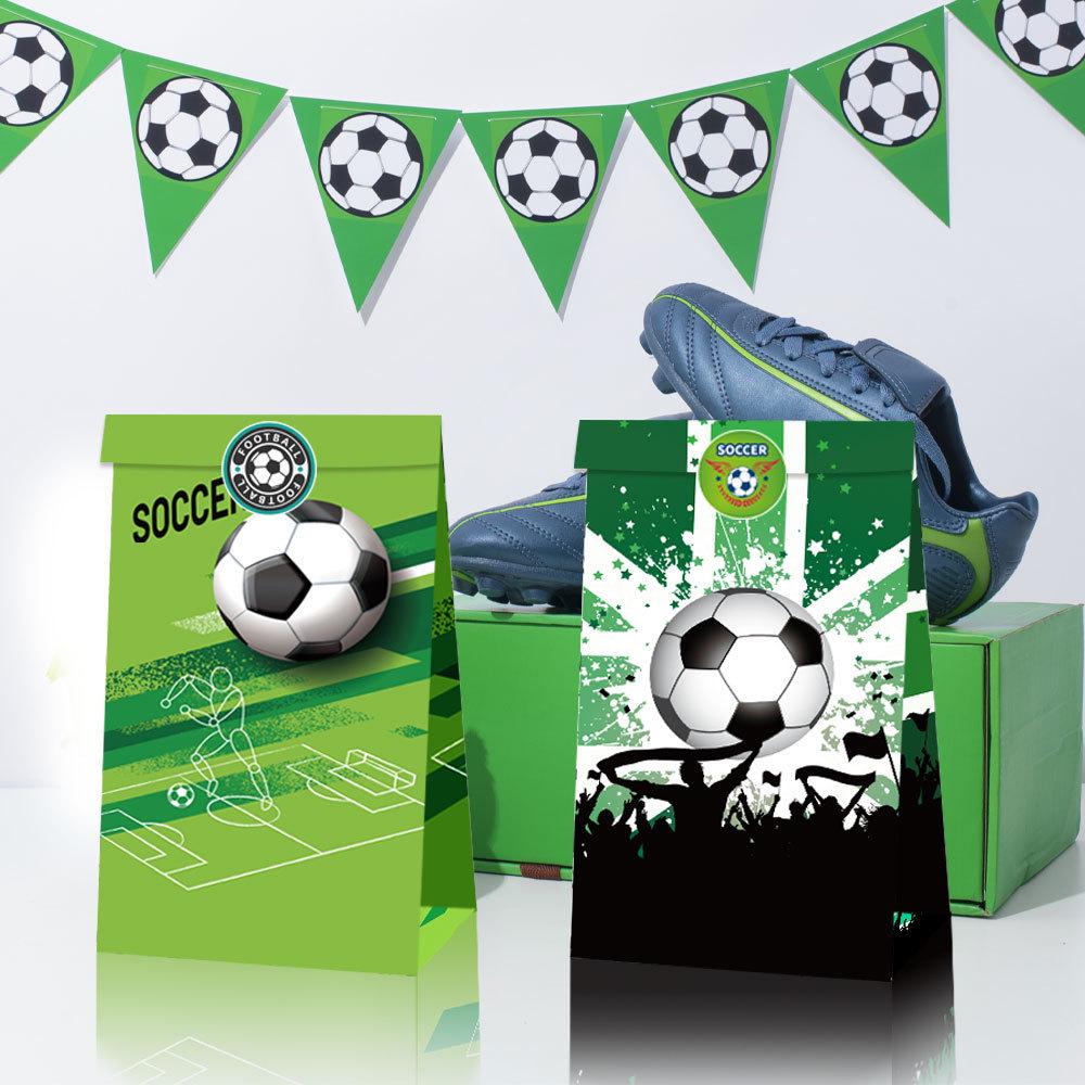 European World Cup Football Gift Packaging Bag with Green Field Kraft Paper and Club Sticker