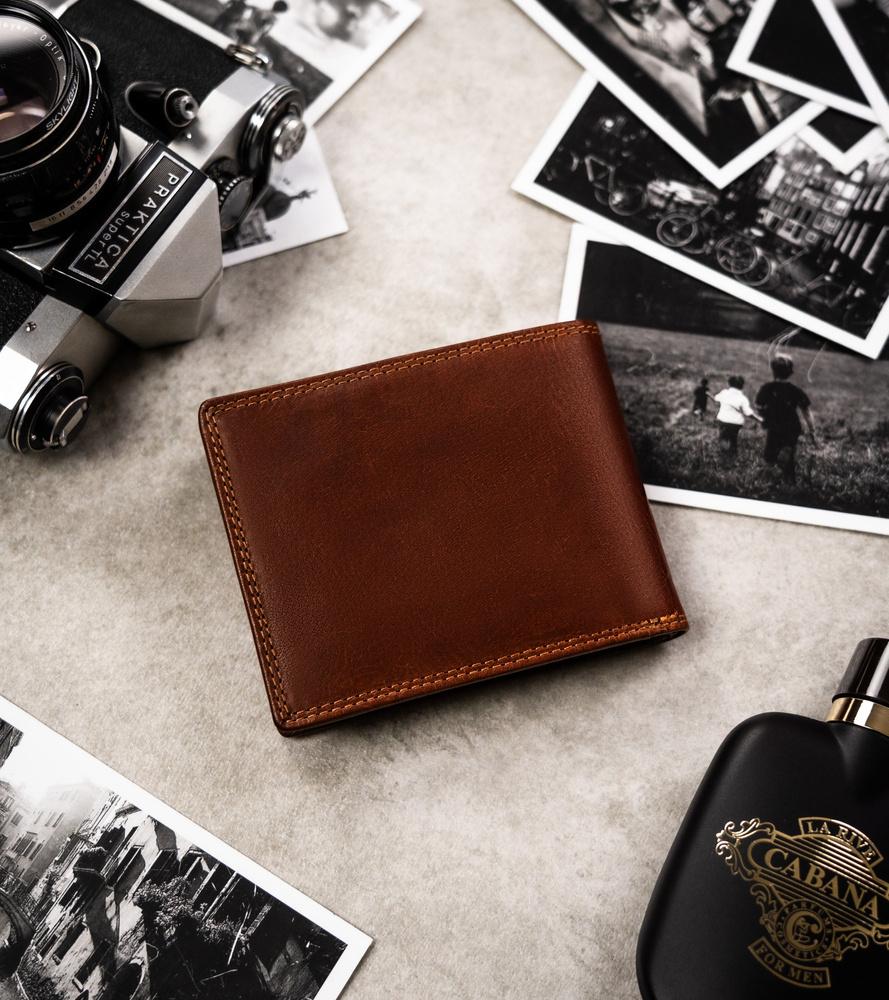 Large men's leather wallet with zodiac embossing - Peterson