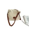 Casual Simple Hollow Cotton Thread Woven Bag Women'S Summer Pastoral One Shoulder Messenger Bag Large Capacity Tote Bag