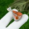 925 Sterling Silver Natural Red Snakeskin Jasper Wedding Mother Vintage Pendant