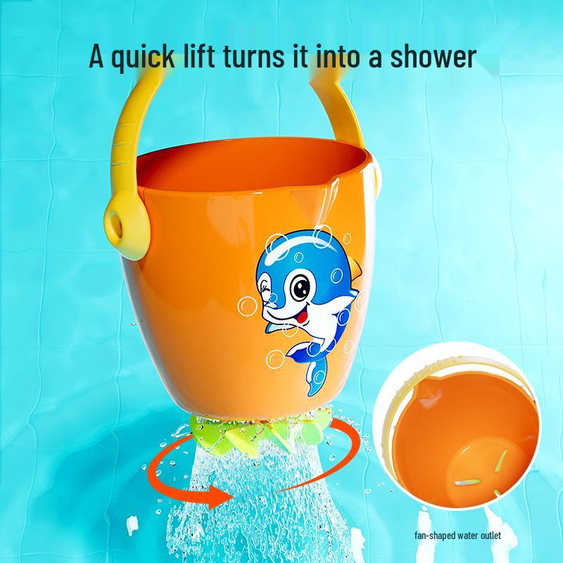 Infant Cartoon Bath Toys - Mini Stacking Bucket Set for Playful Water Fun