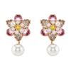 Eingelegtes Design Imitationskristall Imitationsperle Roségold Ohrringe Unisex Ohrringe Rosa 5722100