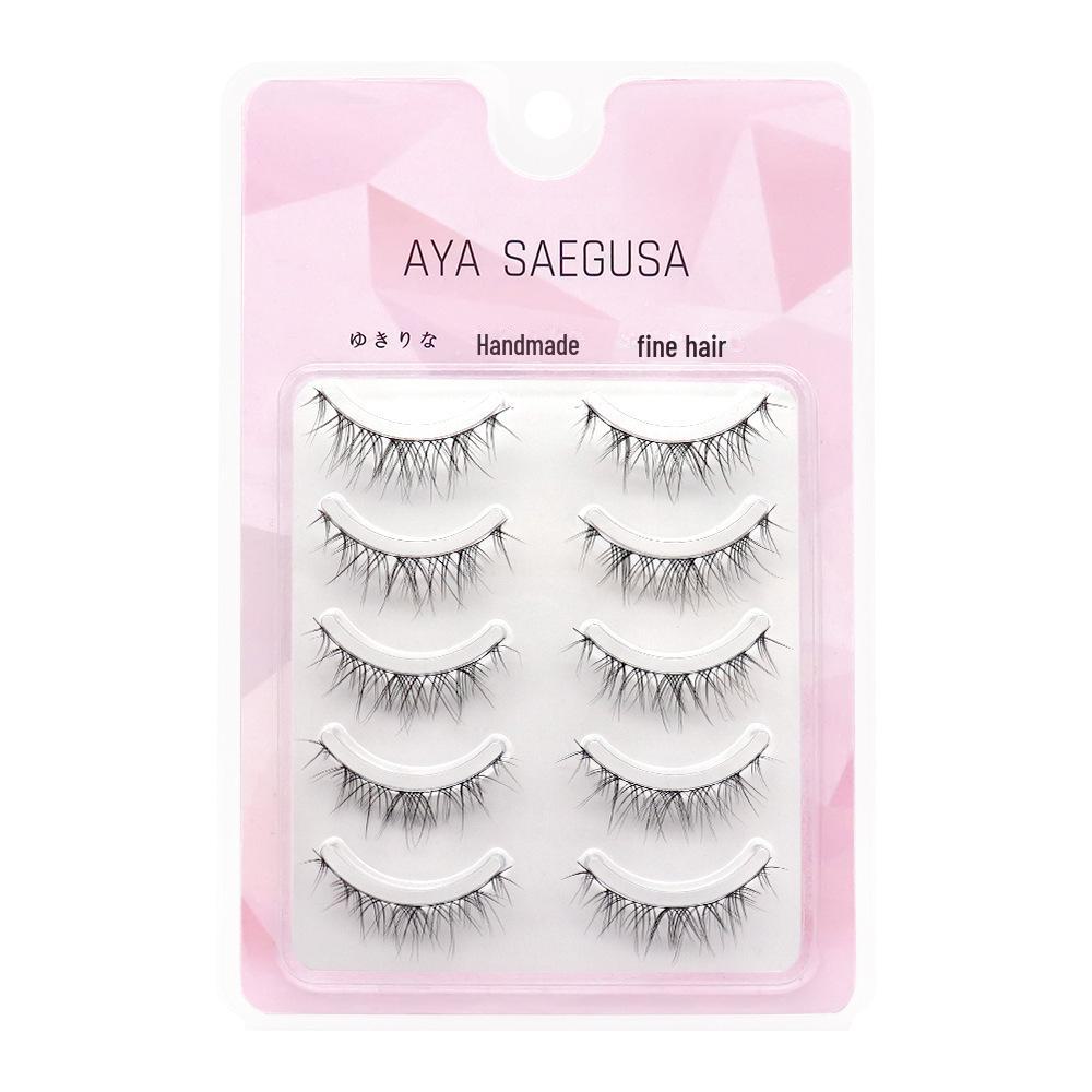 Schwarzes Haar Sonnenblume Falsche Wimpern mit dünnem schwarzem Stiel – Ideal für Doppellider und tägliches Make-up