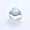 Larimar Gemstone 925 Silver Ring, Oval Larimar Handmade Women Ring, Gift For Her Anniversary, Statement Silver Ring