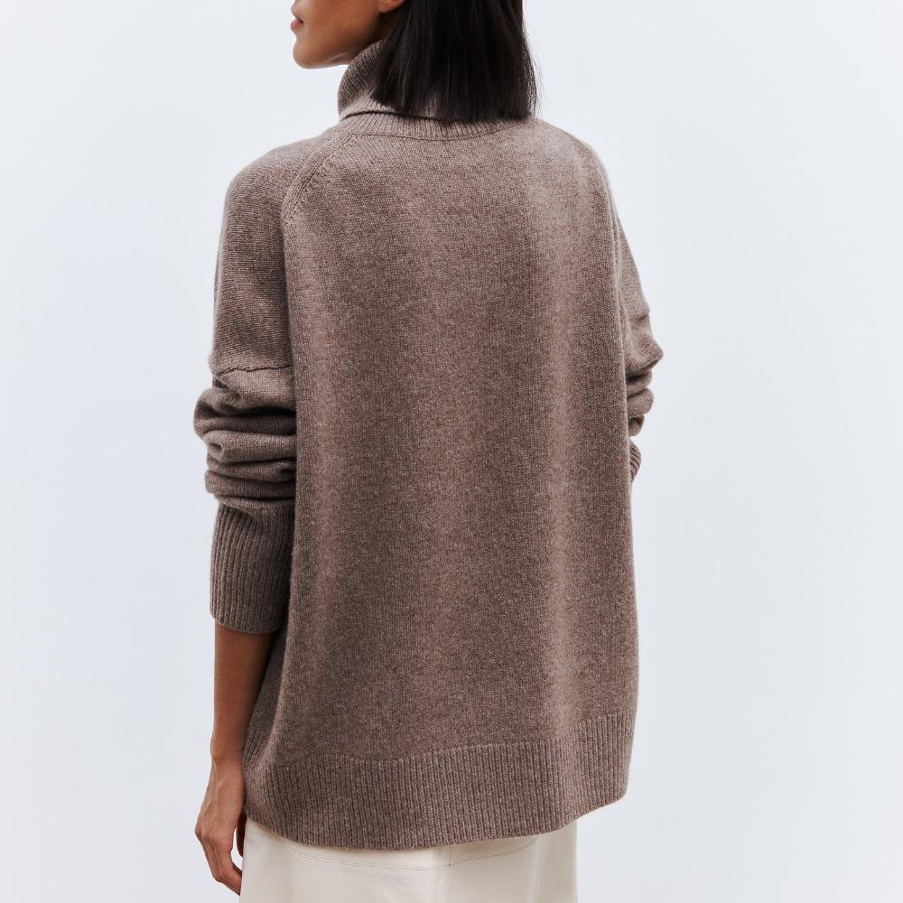 IHUASU Women's Fashion Casual Solid Colour Autumn and Winter Long Sleeve High Neck Loose Sweater