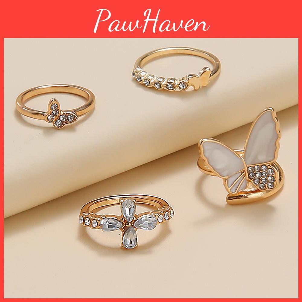 Stylish And Elegant Butterfly Diamond Ring Set Wholesale Fashion Accessories