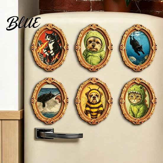 Refrigerator Magnets Ornament 1/6Pcs Halloween Retro Frame Magnet Wood Carved Fridge Metal Surface Decorations Cabinet Whiteboard Magnet for