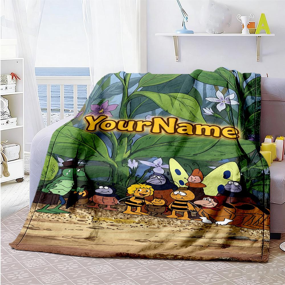 Biene Maja Personalized Text Blanket Cozy Personalized Blanket Durable Comfort Versatile for Bedding Bed Home Decor Livingroom All-Season Use