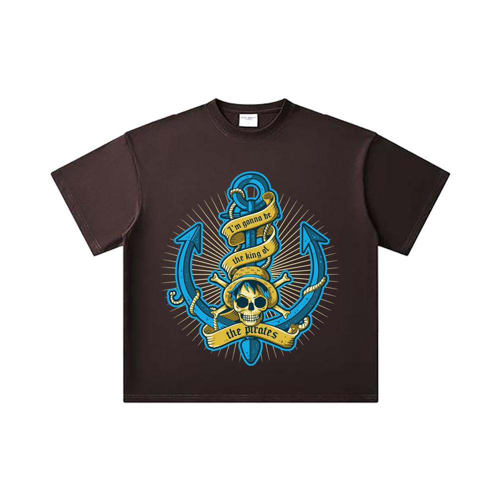260 GSM Double Yarn 32 Count 100% Cotton One Piece V35 Luffy Kaido Logo Print Unisex Heavy Cotton T Shirt