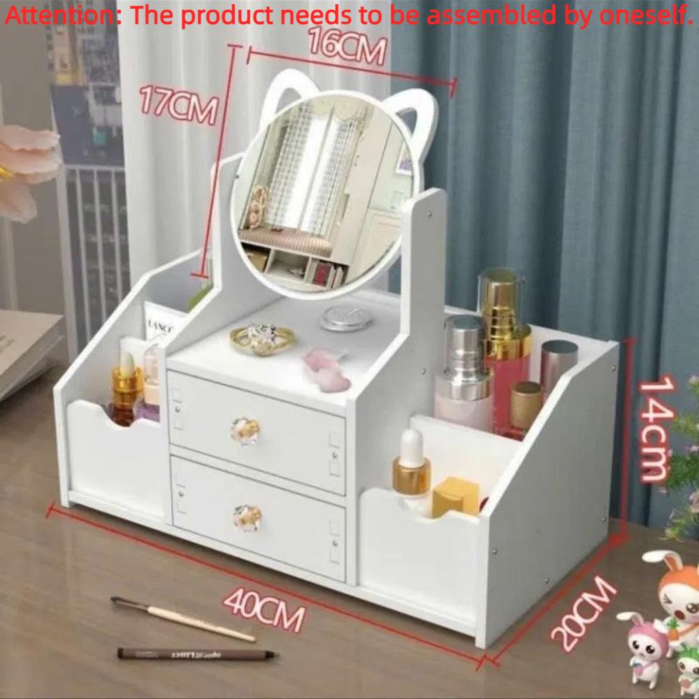 New Household Makeup Mirror Drawer Type Desktop Cosmetics Storage Box Multifunctional Jewelry Sorting Rack Makeup Tool Kit