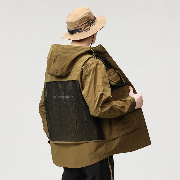 Hooded Jacket Men'S Loose Large Size Outdoor Tooling Jacket Casual Jacket Clothes Trendy Brand