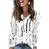 Women's Fashionable Oversized V-Neck T-Shirt With Polka Dot Print Long-Sleeved Pullover Top