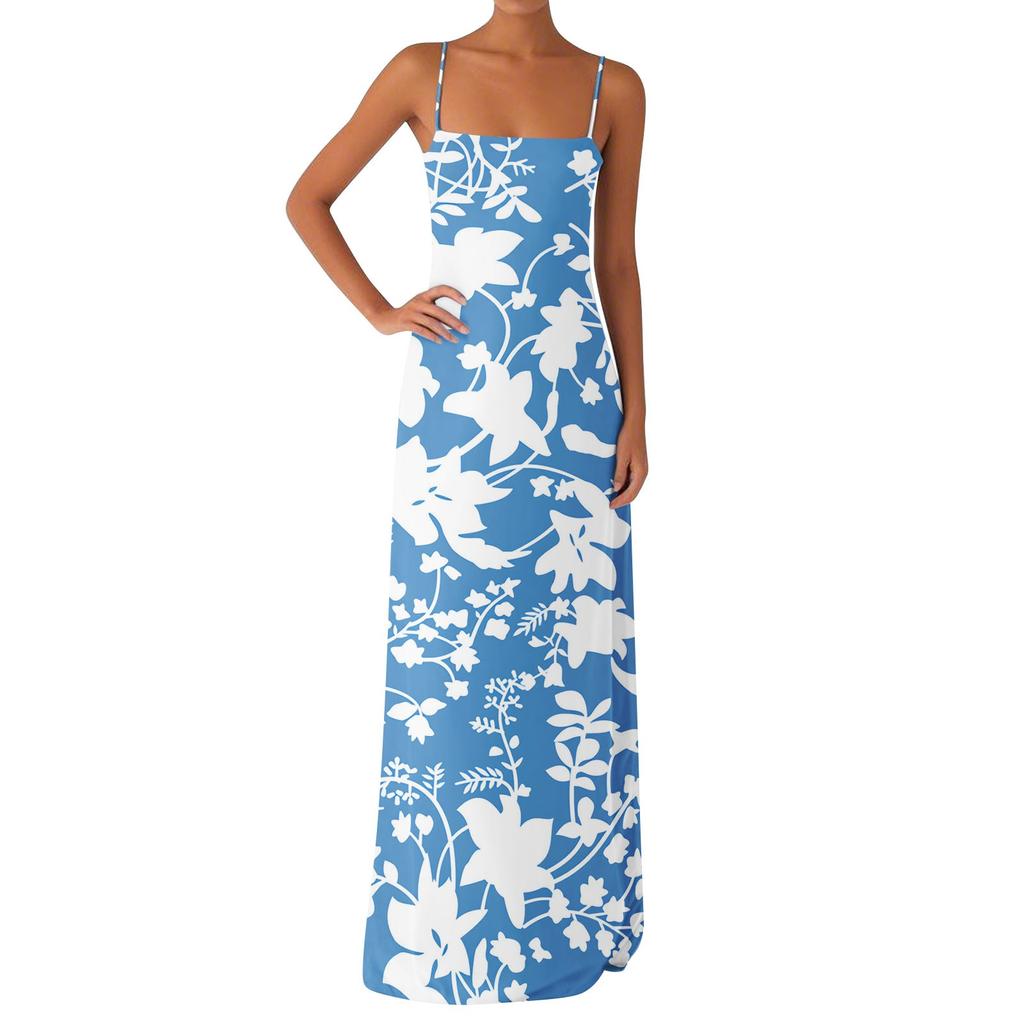 Women's Off-the-shoulder Sexy Silky Floral Print Long Dress Dress