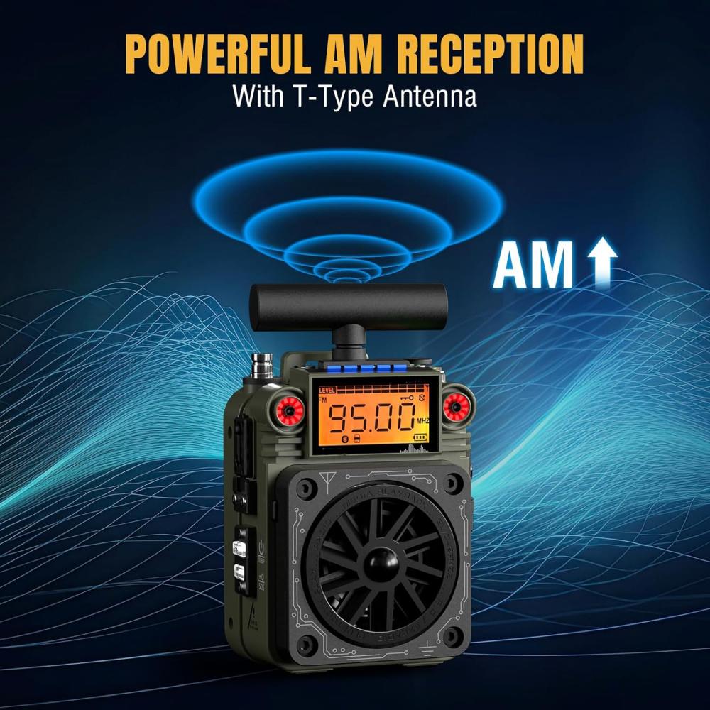 Radio AM FM SW Shortwave, przenośne mini radio ze sterowaniem APP, wymienna bateria, antena typu T, alarm SOS na kemping, alarm awaryjny