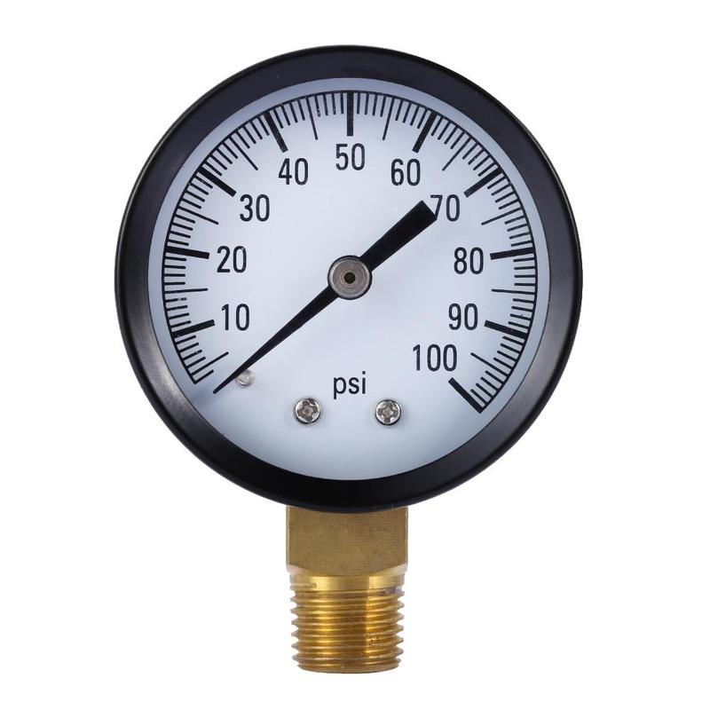 0-100 PSI Hydraulic Tester Manometer 50mm Dial Face Water Pressure Gauge Vacuum Pressure Gauge for Air Water Oil Gas Measurement