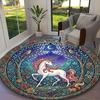 1pc Sapphire Night Unicorn Printed Chair Rug for Home Office Use, Living Room Kitchen Game Room Round Carpet
