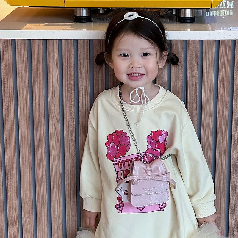 Adorable Korean Style Solid Color Girls Coin Purse With Cute Bow Fashionable Mini Chain Bag