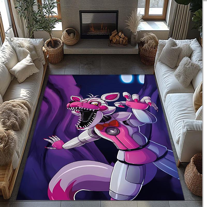 Five Nights at Freddy Printed Crystal Velvet Area Rug, Soft Anti-Slip Water Absorbent Floor Mat for Living Room Bedroom