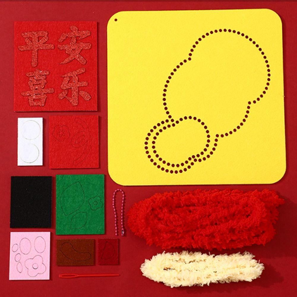 Cartoon New Year Felt Sewing Kit Chinese Style Educational Horse Year Wall Decor Hanging Handmade DIY Embroidery Kit
