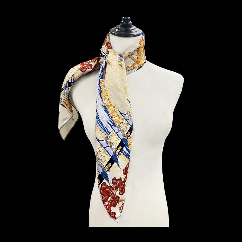 Sangbai Garden Journey Double-Sided Silk Scarf