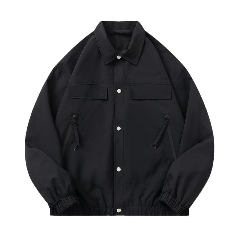 Shirt Men's Long-sleeved Spring Contrasting Color Splicing Tooling Shirt Design Sense Ruffian Handsome Fried Street Jacket