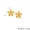 Personality Design Five-Petal Flower Stud Earrings Fashion Temperament Elegant Titanium Steel Earrings Women Do Not Fade Versatile