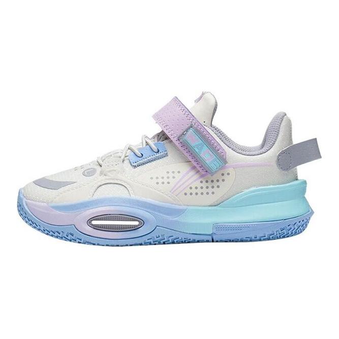 Li Ning All City 10 Low Basketball Shoes Kids Sneaker White Blue Purple YKNS066-1