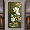 Abstract Flower Picture Canvas Painting New Chinese Golden Luxury Lotus Posters and Prints Wall Picture for Porch Home Decor