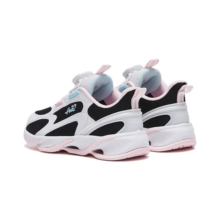 Anta Childrens Red Flame Comfortable Coverage Low-Top Running Shoes Kids Running Shoes Black White Pink 322319912-3