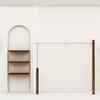 Solid Wood Walnut Clothing Display Rack – Floor & Wall-Mounted with Stainless Steel Frame