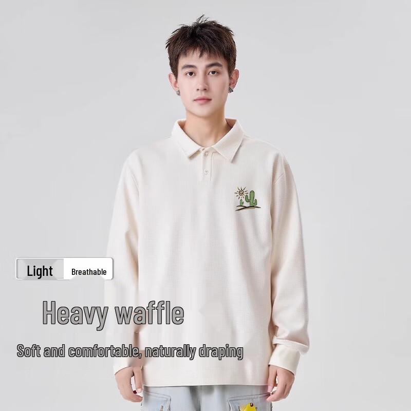 Baleno Men's Waffle Knit Long Sleeve Polo Shirt