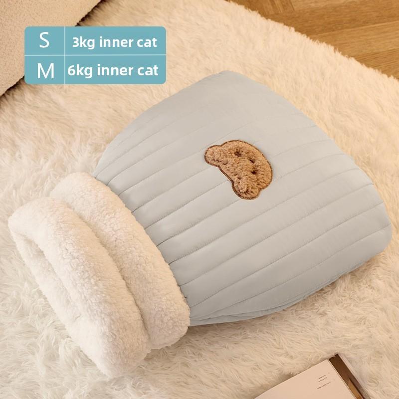 Winter Cat Bed - Closed-style Imitation Down Pocket Cat Bed - Fall and Winter Model - Cat Sleeping Bag - Nest - Warm Dog House - Pet Accessory
