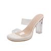 Transparent high-heeled sandals for women's 2025 summer new one-word with thick-soled waterproof table thick-heeled crystal slippers for women's ou