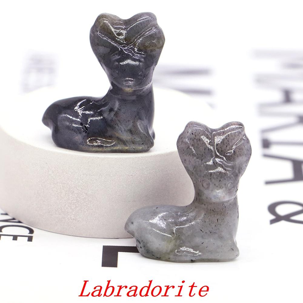 Deer Statue Natural Stone Carved Crystal Reiki Healing Animal Figurines Gemstone Crafts Home Gem Decoration Gifts  1.2"