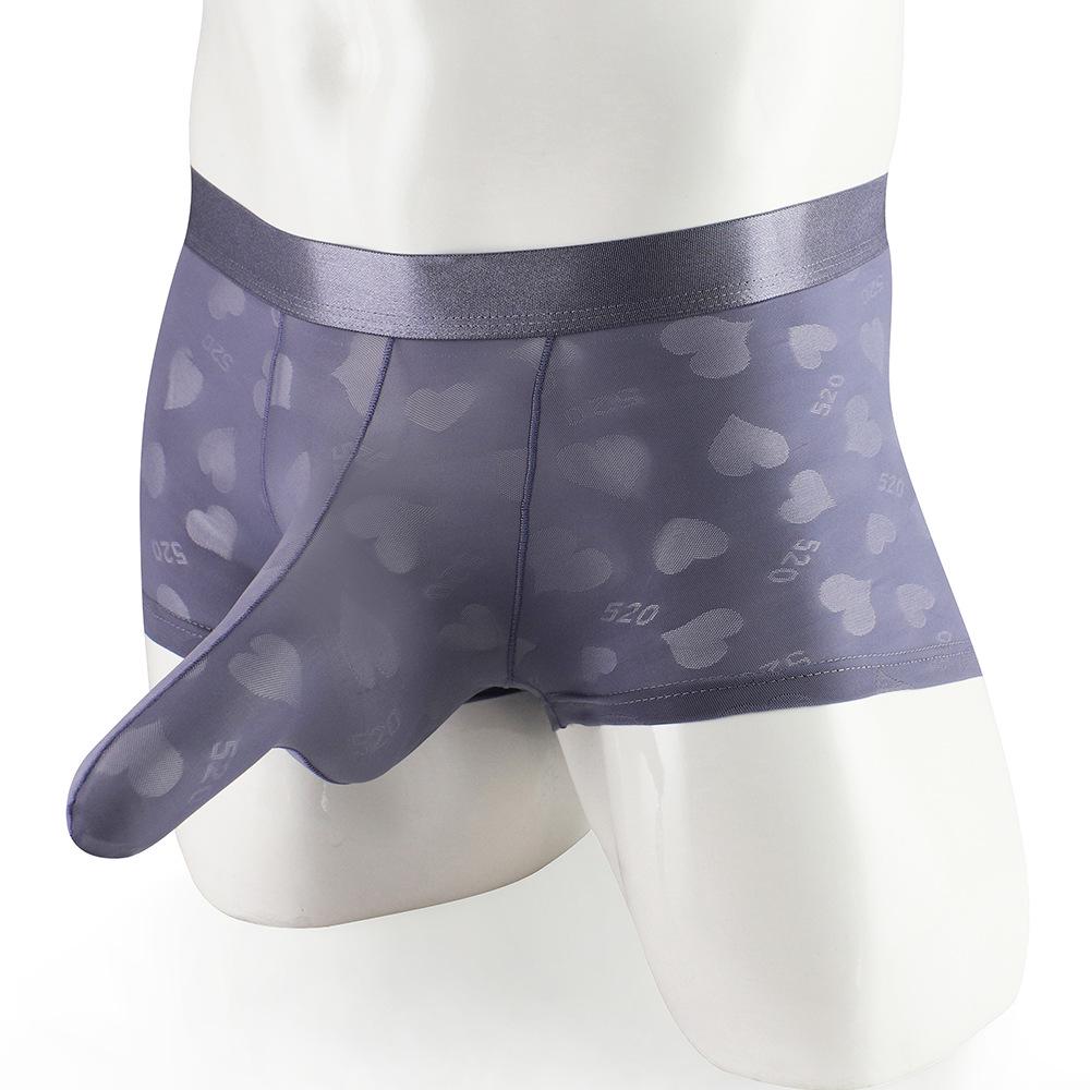 Men's Exotic Heart-Shaped Jacquard Thin Elephant Trunk Underwear Set