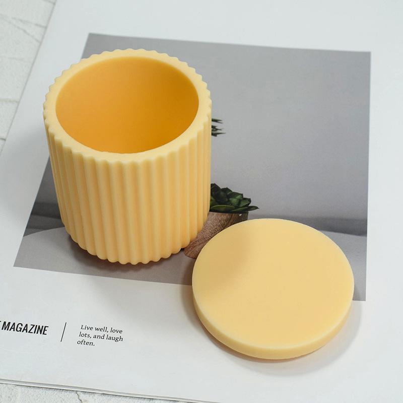 תבנית סיליקון עגולה לכוס נר עם מכסה, קופסת אחסון ומראה אפוקסי שרף, עשה זאת בעצמך צמנט, גבס, ארומתרפיה