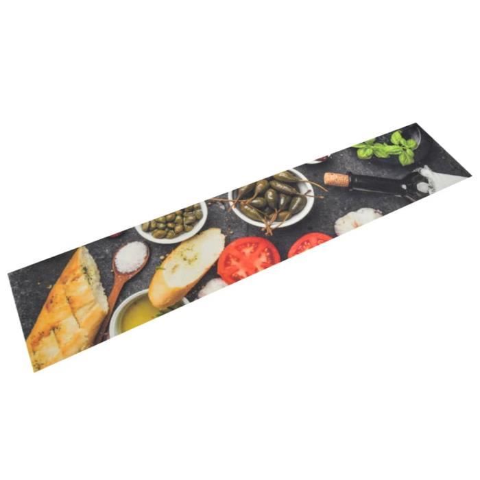 VidaXL Tapis de cuisine lavable impression vin dîner 60x300 cm velours 136554